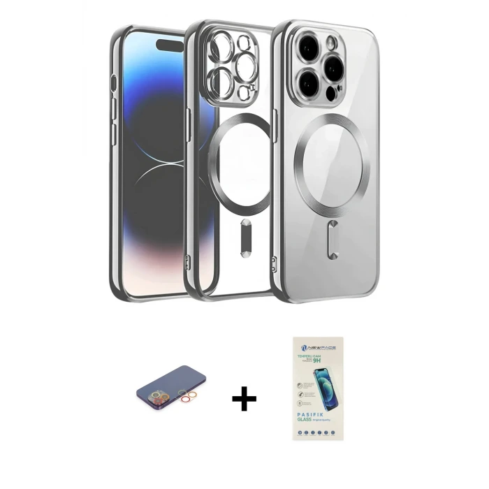 ieg™ iPhone 13 Pro Max Kılıf Nova Işık Özel Seri - Şeffaf Pasifik Cam Ekran Koruyucu + Renkli Kamera Lens Koruma Cam - TU