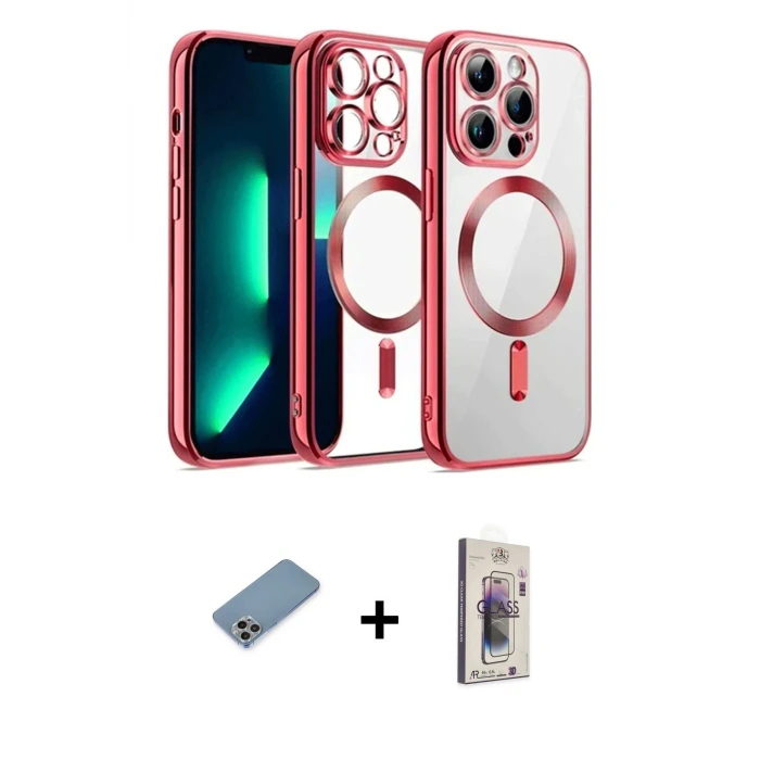 ieg™ iPhone 13 Pro Max Kılıf Nova Işık Özel Seri - Siyah Bilvis 3D Cam Ekran Koruyucu + Shine Kamera Lens Koruma Cam - GI