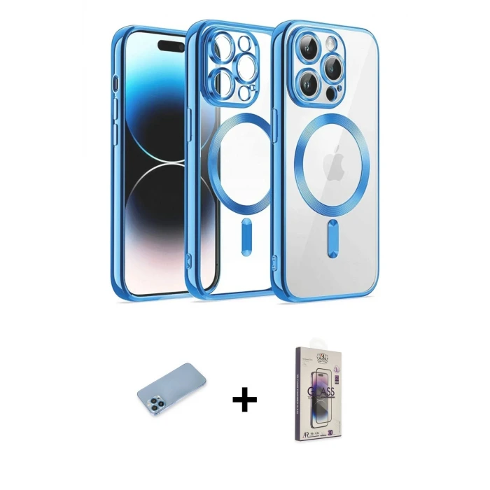 ieg™ iPhone 13 Pro Max Kılıf Nova Işık Özel Seri - Siyah Bilvis 3D Cam Ekran Koruyucu + Shine Kamera Lens Koruma Cam - MI