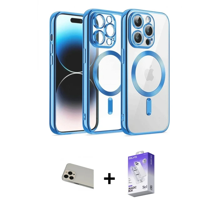 ieg™ iPhone 13 Pro Max Kılıf Nova Işık Özel Seri - Siyah Bilvis 5in1 3D Magic Cam Ekran Koruyucu + Rainbow Kamera Lens Koruma Cam - REGD