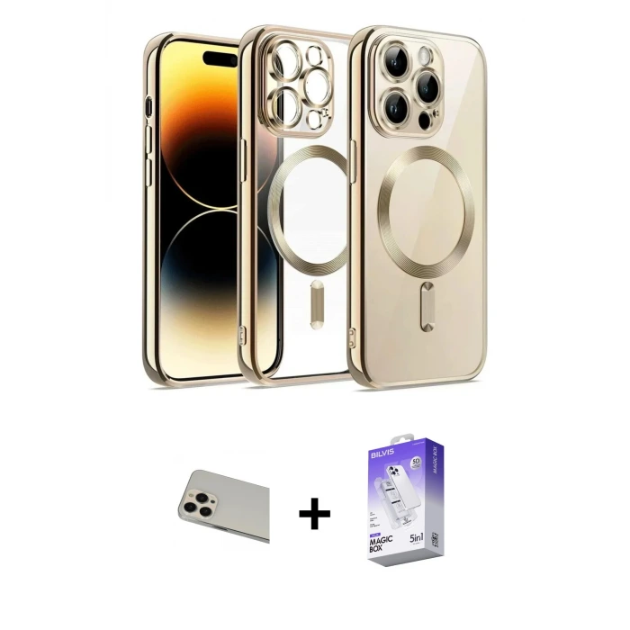 ieg™ iPhone 13 Pro Max Kılıf Nova Işık Özel Seri - Siyah Bilvis 5in1 3D Magic Cam Ekran Koruyucu + Rainbow Kamera Lens Koruma Cam - REGD