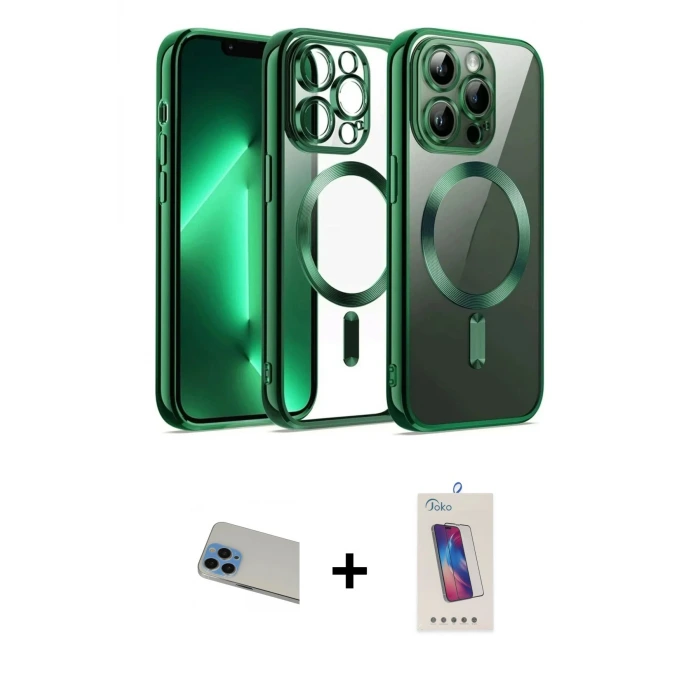 ieg™ iPhone 13 Pro Max Kılıf Nova Işık Özel Seri - Siyah Joko 5D Cam + Rainbow Kamera Lens Koruma Cam - MI