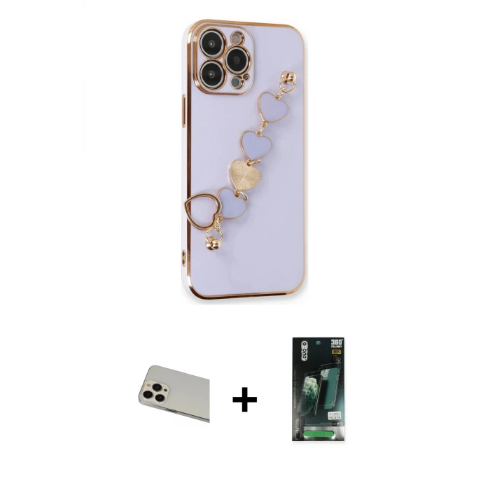 ieg™ iPhone 13 Pro Max Kılıf Nova Işık Prime - Şeffaf 360 Full Body Arka Koruyucu + Rainbow Kamera Lens Koruma Cam - REGD