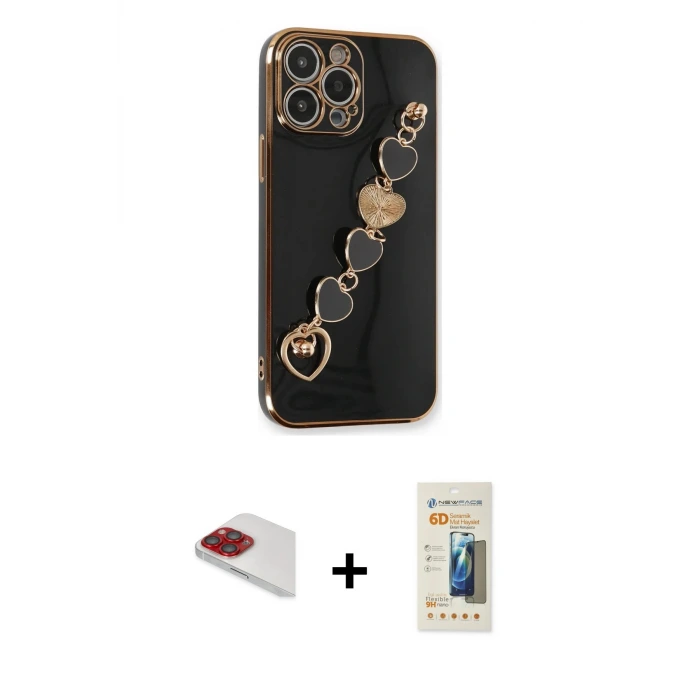 ieg™ iPhone 13 Pro Max Kılıf Nova Işık Prime - Siyah 6D Mat Seramik Hayalet Nano Ekran Koruyucu + Pers Alüminyum Kamera Lens - KI