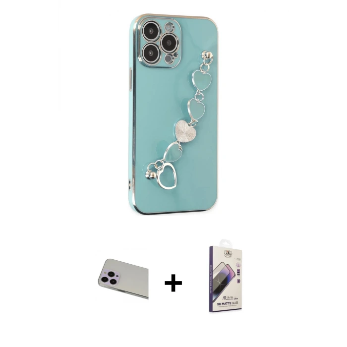 ieg™ iPhone 13 Pro Max Kılıf Nova Işık Prime - Siyah Bilvis 3D Mat Cam Ekran Koruyucu + Rainbow Kamera Lens Koruma Cam - MR
