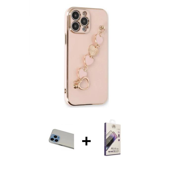 ieg™ iPhone 13 Pro Max Kılıf Nova Işık Prime - Siyah Bilvis 3D Mat Cam Ekran Koruyucu + Rainbow Kamera Lens Koruma Cam - MI
