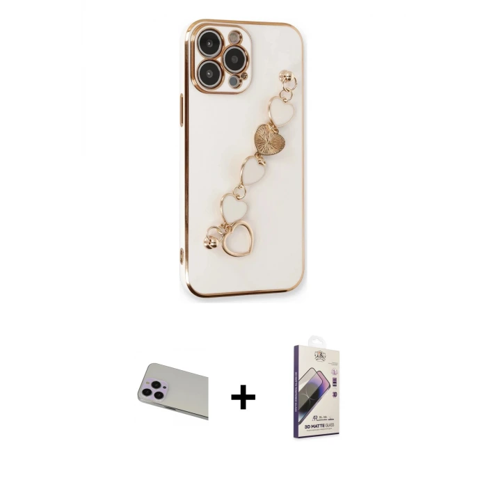 ieg™ iPhone 13 Pro Max Kılıf Nova Işık Prime - Siyah Bilvis 3D Mat Cam Ekran Koruyucu + Rainbow Kamera Lens Koruma Cam - MR