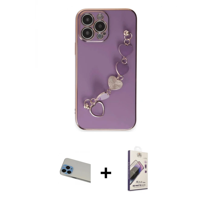 ieg™ iPhone 13 Pro Max Kılıf Nova Işık Prime - Siyah Bilvis 3D Mat Cam Ekran Koruyucu + Rainbow Kamera Lens Koruma Cam - MI