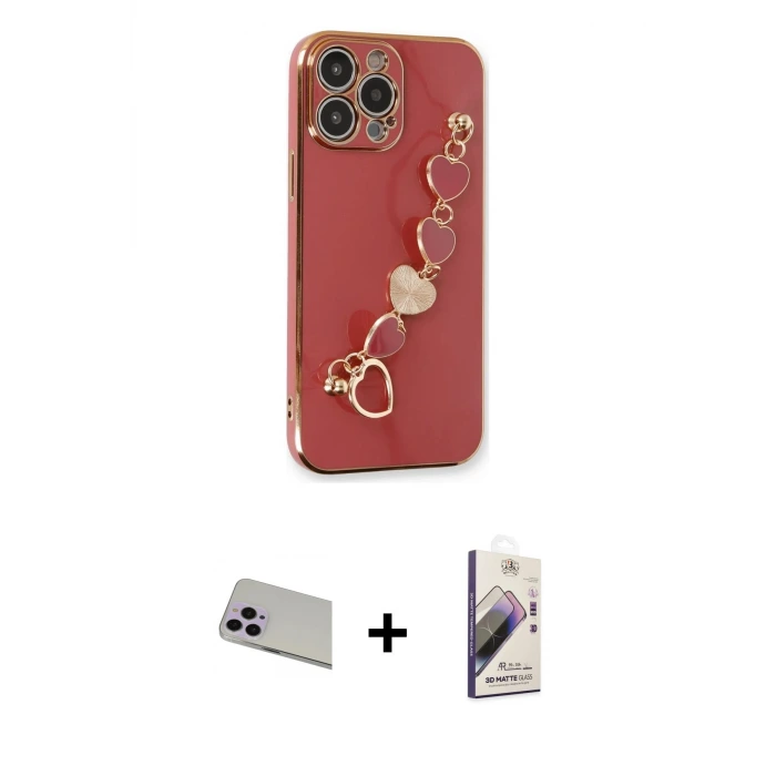 ieg™ iPhone 13 Pro Max Kılıf Nova Işık Prime - Siyah Bilvis 3D Mat Cam Ekran Koruyucu + Rainbow Kamera Lens Koruma Cam - MR