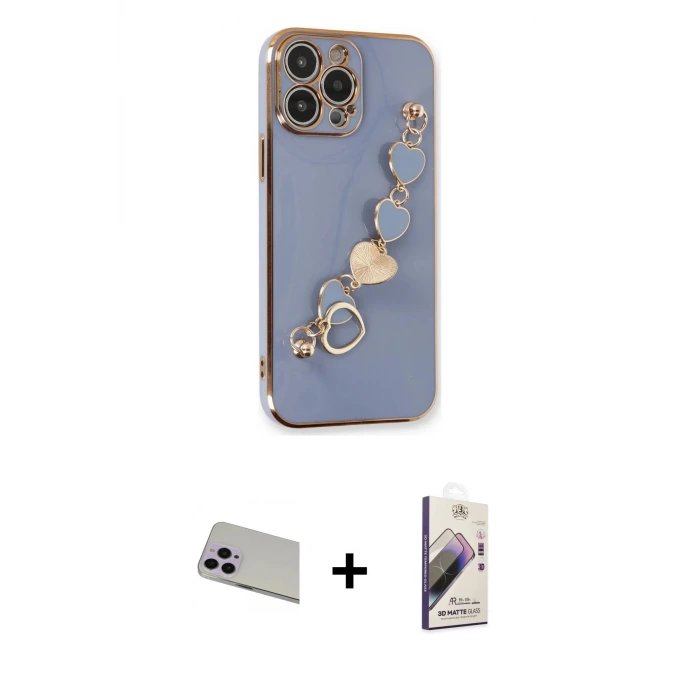 ieg™ iPhone 13 Pro Max Kılıf Nova Işık Prime - Siyah Bilvis 3D Mat Cam Ekran Koruyucu + Rainbow Kamera Lens Koruma Cam - MR