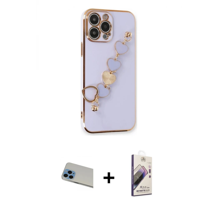 ieg™ iPhone 13 Pro Max Kılıf Nova Işık Prime - Siyah Bilvis 3D Mat Cam Ekran Koruyucu + Rainbow Kamera Lens Koruma Cam - MI