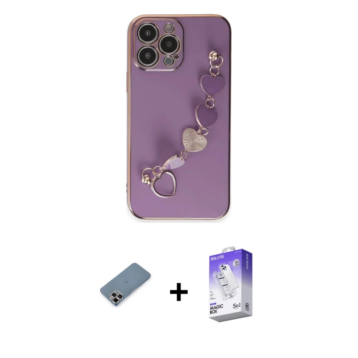 ieg™ iPhone 13 Pro Max Kılıf Nova Işık Prime - Siyah Bilvis 5in1 3D Magic Cam Ekran Koruyucu + Metal Kamera Lens Koruma Cam - MR