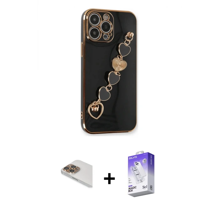 ieg™ iPhone 13 Pro Max Kılıf Nova Işık Prime - Siyah Bilvis 5in1 3D Magic Cam Ekran Koruyucu + Pers Alüminyum Kamera Lens - GD
