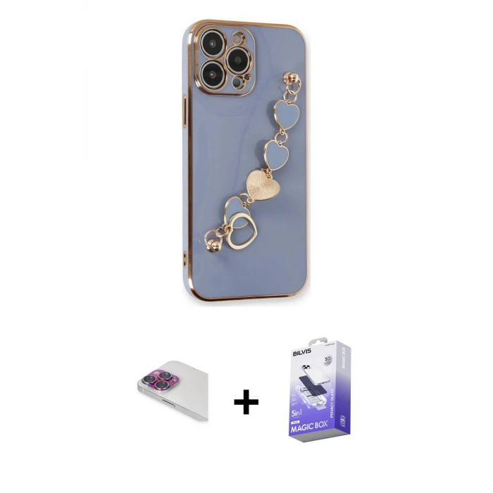 ieg™ iPhone 13 Pro Max Kılıf Nova Işık Prime - Siyah Bilvis 5in1 5D Magic Hayalet Cam Ekran Koruyucu + Pers Alüminyum Kamera Lens - GI
