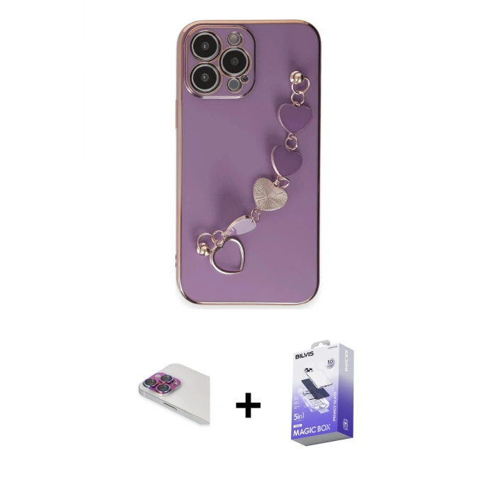 ieg™ iPhone 13 Pro Max Kılıf Nova Işık Prime - Siyah Bilvis 5in1 5D Magic Hayalet Cam Ekran Koruyucu + Pers Alüminyum Kamera Lens - GI