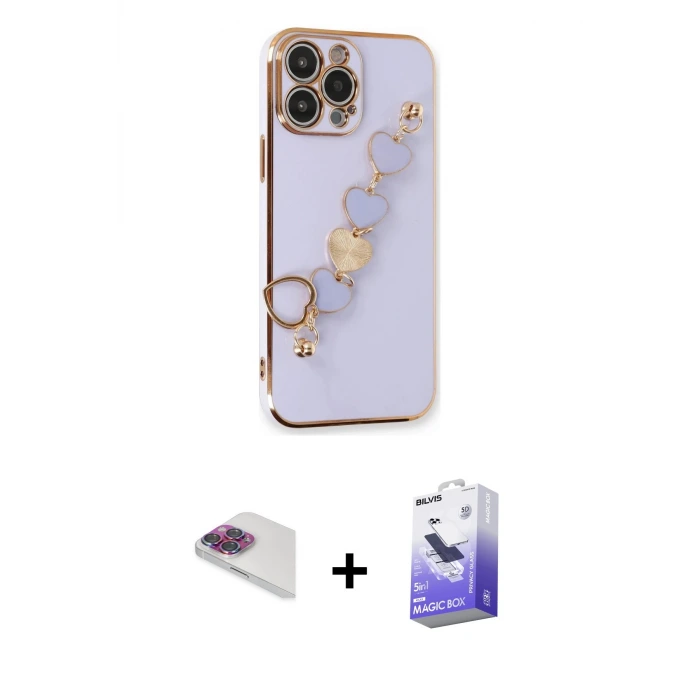 ieg™ iPhone 13 Pro Max Kılıf Nova Işık Prime - Siyah Bilvis 5in1 5D Magic Hayalet Cam Ekran Koruyucu + Pers Alüminyum Kamera Lens - GI