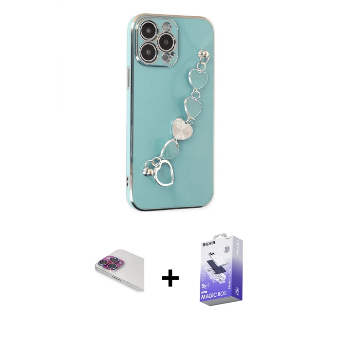 ieg™ iPhone 13 Pro Max Kılıf Nova Işık Prime - Siyah Bilvis 5in1 5D Magic Hayalet Cam Ekran Koruyucu + Pers Alüminyum Kamera Lens - GI
