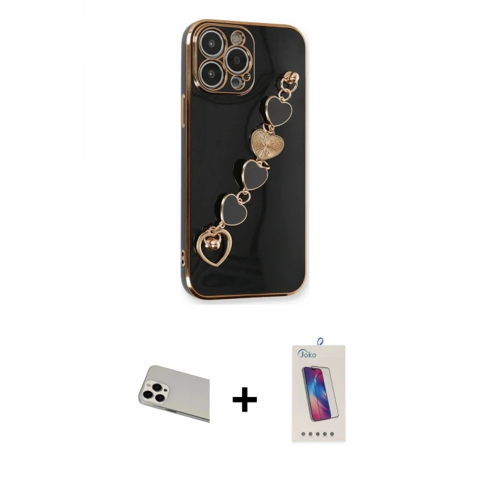 ieg™ iPhone 13 Pro Max Kılıf Nova Işık Prime - Siyah Joko 5D Cam + Rainbow Kamera Lens Koruma Cam - BZ