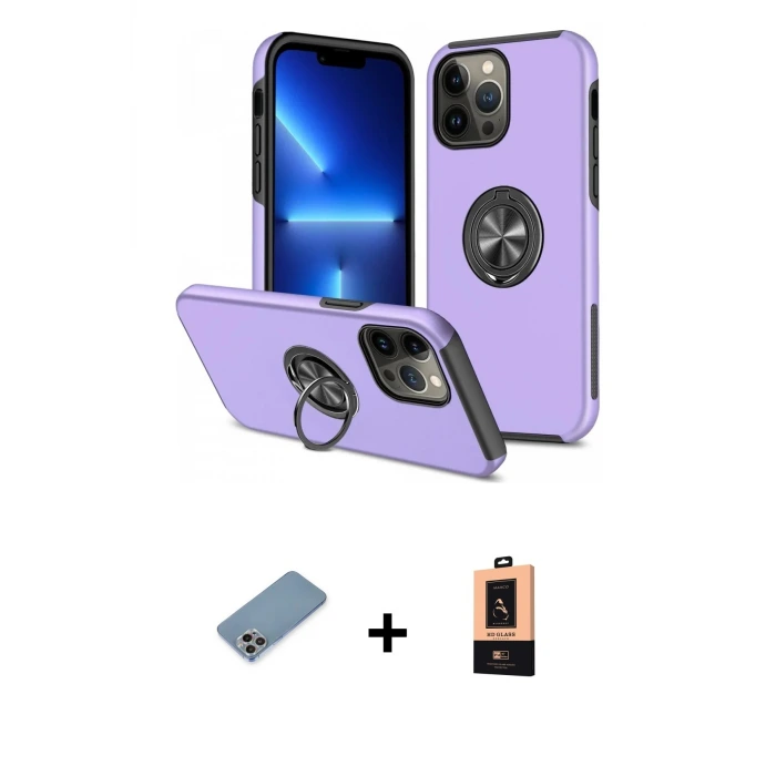 ieg™ iPhone 13 Pro Max Kılıf Odak Form Prime - Şeffaf Maxco Cam Ekran Koruyucu + Shine Kamera Lens Koruma Cam - GI