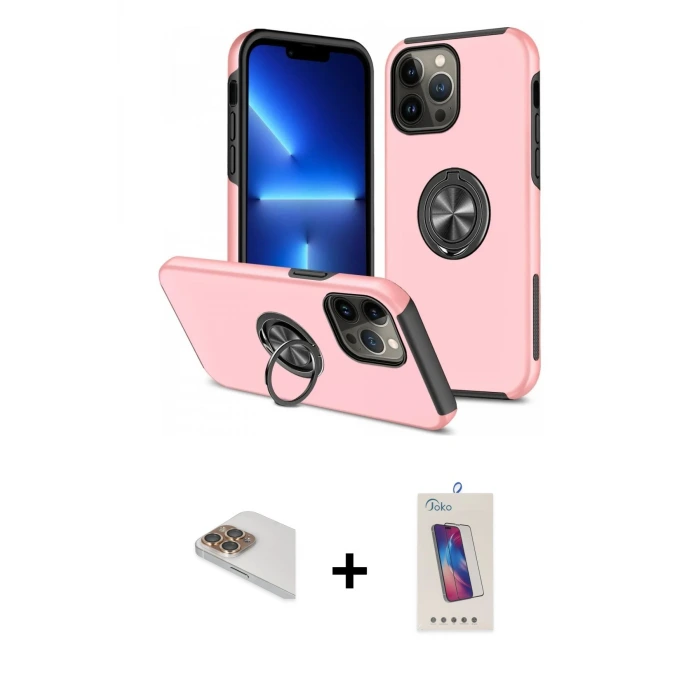 ieg™ iPhone 13 Pro Max Kılıf Odak Form Prime - Siyah Joko 5D Cam + Pers Alüminyum Kamera Lens - GD