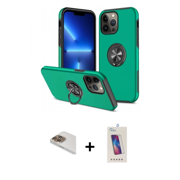 ieg™ iPhone 13 Pro Max Kılıf Odak Form Prime - Siyah Joko 5D Cam + Pers Alüminyum Kamera Lens - GD