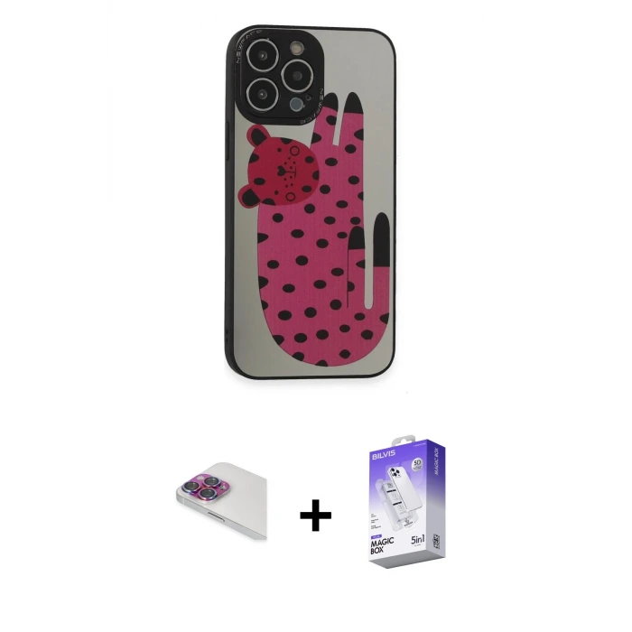 ieg™ iPhone 13 Pro Max Kılıf Odak Klasik Serisi - Siyah Bilvis 5in1 3D Magic Cam Ekran Koruyucu + Pers Alüminyum Kamera Lens - GI