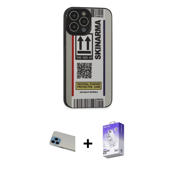 ieg™ iPhone 13 Pro Max Kılıf Odak Klasik Serisi - Siyah Bilvis 5in1 3D Magic Cam Ekran Koruyucu + Rainbow Kamera Lens Koruma Cam - MI