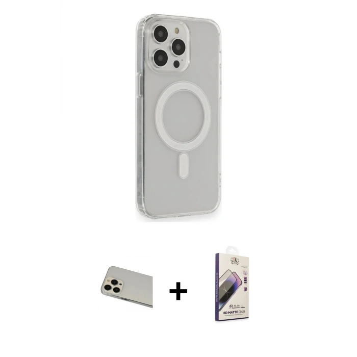 ieg™ iPhone 13 Pro Max Kılıf Pusula Çizgi Koleksiyonu - Siyah Bilvis 3D Mat Cam Ekran Koruyucu + Rainbow Kamera Lens Koruma Cam - REGD