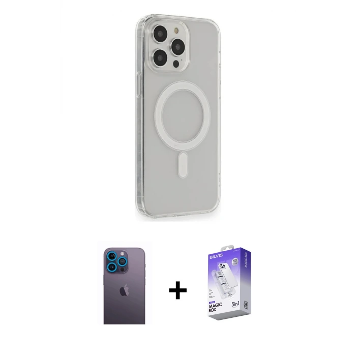 ieg™ iPhone 13 Pro Max Kılıf Pusula Çizgi Koleksiyonu - Siyah Bilvis 5in1 3D Magic Cam Ekran Koruyucu + Neon Fosforlu Kamera Lens - MI
