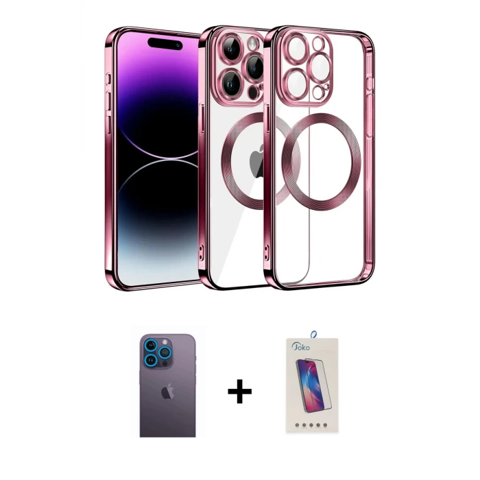 ieg™ iPhone 13 Pro Max Kılıf Pusula Form - Siyah Joko 5D Cam + Neon Fosforlu Kamera Lens - MI