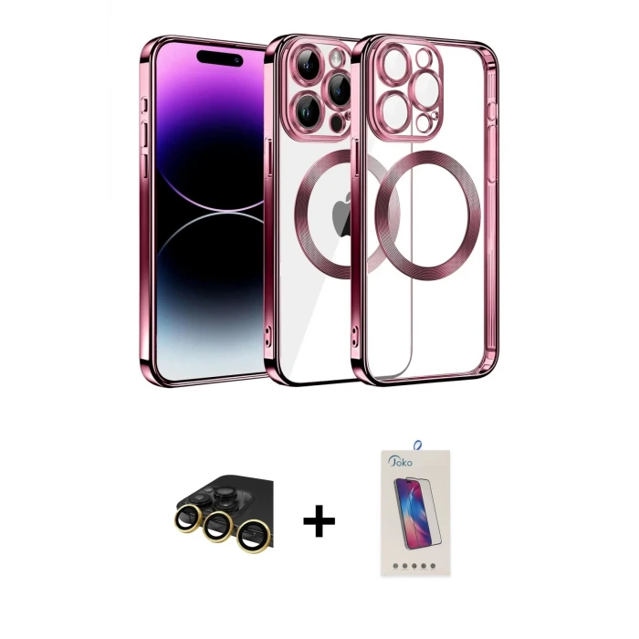 ieg™ iPhone 13 Pro Max Kılıf Pusula Form - Siyah Joko 5D Cam + Raze Metal Kamera Lens - GD