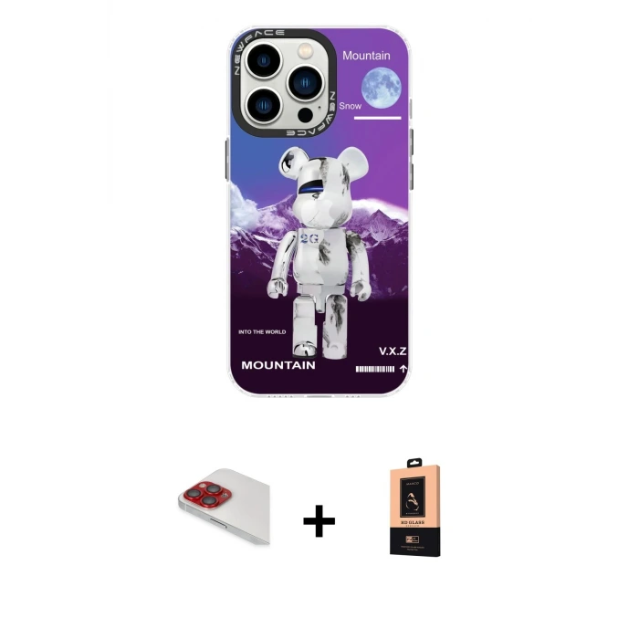ieg™ iPhone 13 Pro Max Kılıf Siluet Çizgi Koleksiyonu - Şeffaf Maxco Cam Ekran Koruyucu + Pers Alüminyum Kamera Lens - KI