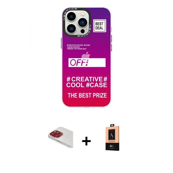 ieg™ iPhone 13 Pro Max Kılıf Siluet Çizgi Koleksiyonu - Şeffaf Maxco Cam Ekran Koruyucu + Pers Alüminyum Kamera Lens - KI