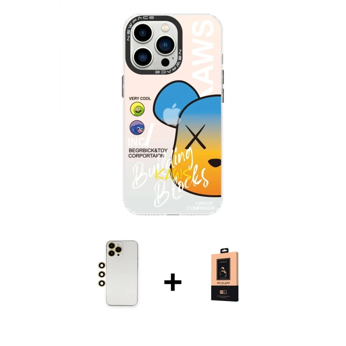 ieg™ iPhone 13 Pro Max Kılıf Siluet Çizgi Koleksiyonu - Şeffaf Maxco Cam Ekran Koruyucu + Shine Kamera Lens - GD