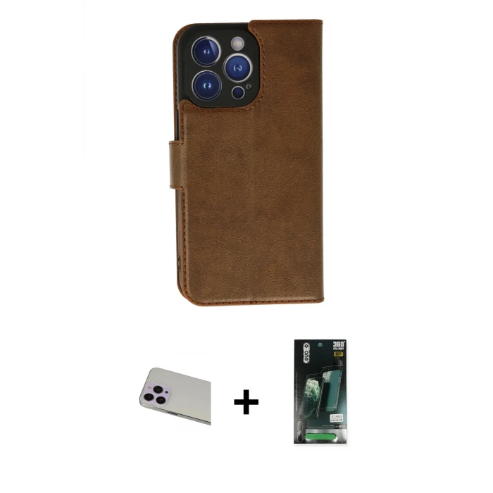 ieg™ iPhone 13 Pro Max Kılıf Siluet Işık Serisi - Şeffaf 360 Full Body Arka Koruyucu + Rainbow Kamera Lens Koruma Cam - MR