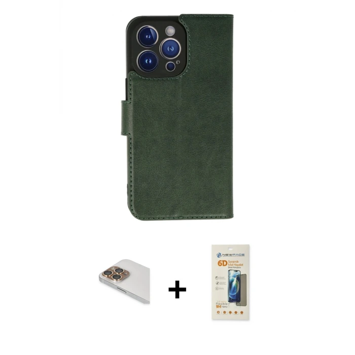 ieg™ iPhone 13 Pro Max Kılıf Siluet Işık Serisi - Siyah 6D Mat Seramik Hayalet Nano Ekran Koruyucu + Pers Alüminyum Kamera Lens - GD