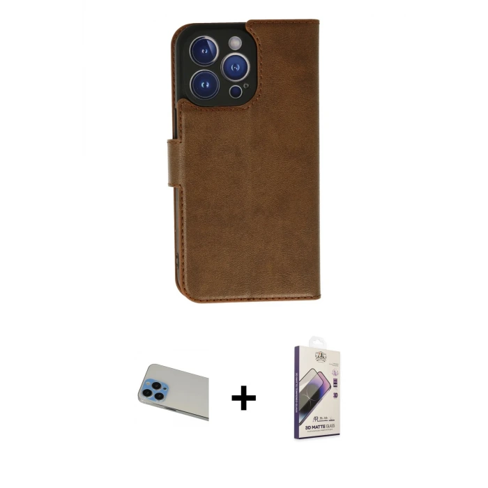 ieg™ iPhone 13 Pro Max Kılıf Siluet Işık Serisi - Siyah Bilvis 3D Mat Cam Ekran Koruyucu + Rainbow Kamera Lens Koruma Cam - MI