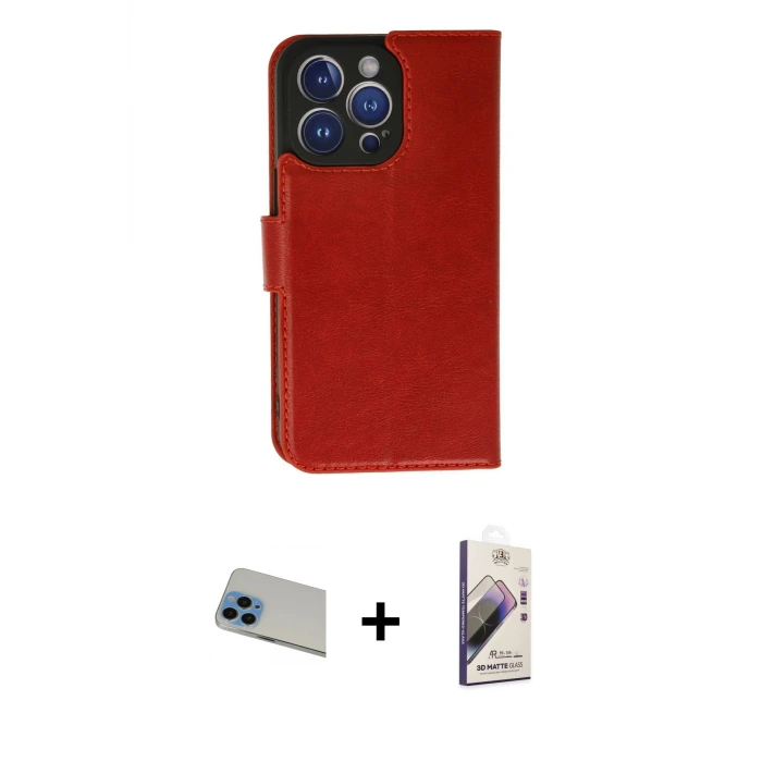 ieg™ iPhone 13 Pro Max Kılıf Siluet Işık Serisi - Siyah Bilvis 3D Mat Cam Ekran Koruyucu + Rainbow Kamera Lens Koruma Cam - MI