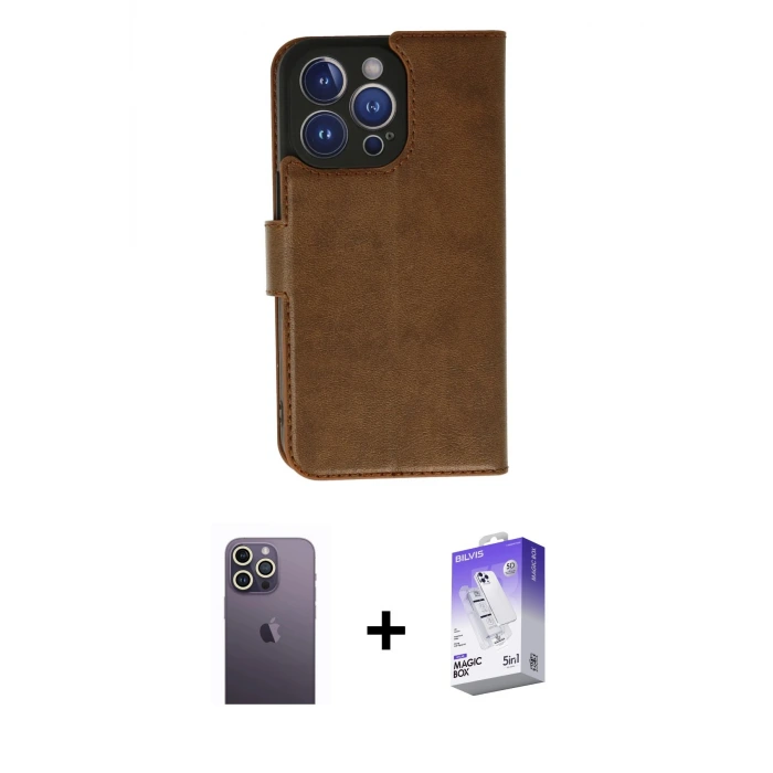 ieg™ iPhone 13 Pro Max Kılıf Siluet Işık Serisi - Siyah Bilvis 5in1 3D Magic Cam Ekran Koruyucu + Neon Fosforlu Kamera Lens - BZ