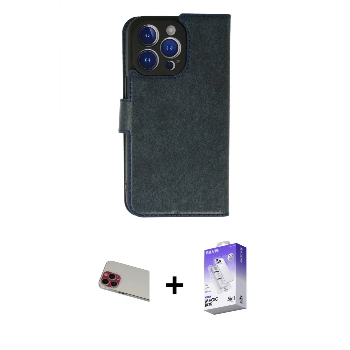 ieg™ iPhone 13 Pro Max Kılıf Siluet Işık Serisi - Siyah Bilvis 5in1 3D Magic Cam Ekran Koruyucu + Rainbow Kamera Lens Koruma Cam - KI