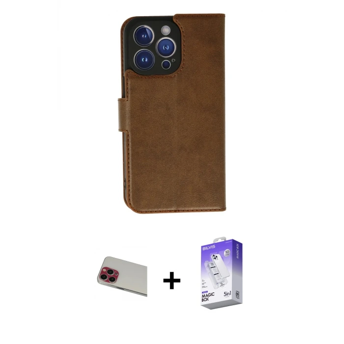 ieg™ iPhone 13 Pro Max Kılıf Siluet Işık Serisi - Siyah Bilvis 5in1 3D Magic Cam Ekran Koruyucu + Rainbow Kamera Lens Koruma Cam - KI