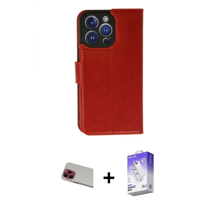 ieg™ iPhone 13 Pro Max Kılıf Siluet Işık Serisi - Siyah Bilvis 5in1 3D Magic Cam Ekran Koruyucu + Rainbow Kamera Lens Koruma Cam - KI