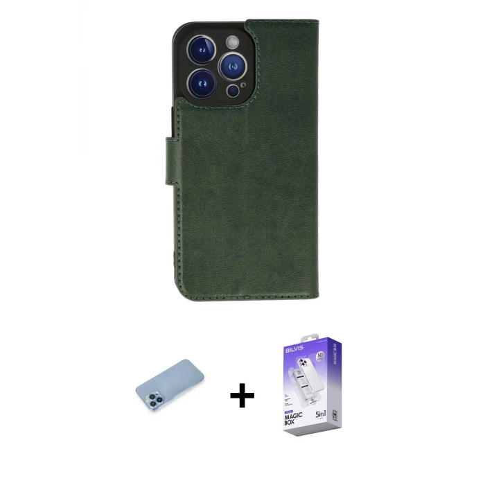 ieg™ iPhone 13 Pro Max Kılıf Siluet Işık Serisi - Siyah Bilvis 5in1 3D Magic Cam Ekran Koruyucu + Shine Kamera Lens Koruma Cam - MI
