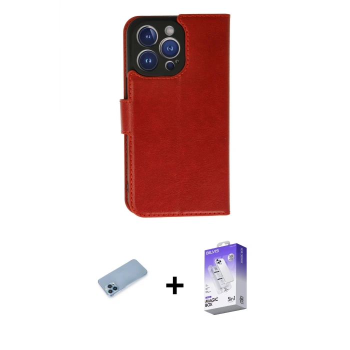ieg™ iPhone 13 Pro Max Kılıf Siluet Işık Serisi - Siyah Bilvis 5in1 3D Magic Cam Ekran Koruyucu + Shine Kamera Lens Koruma Cam - MI