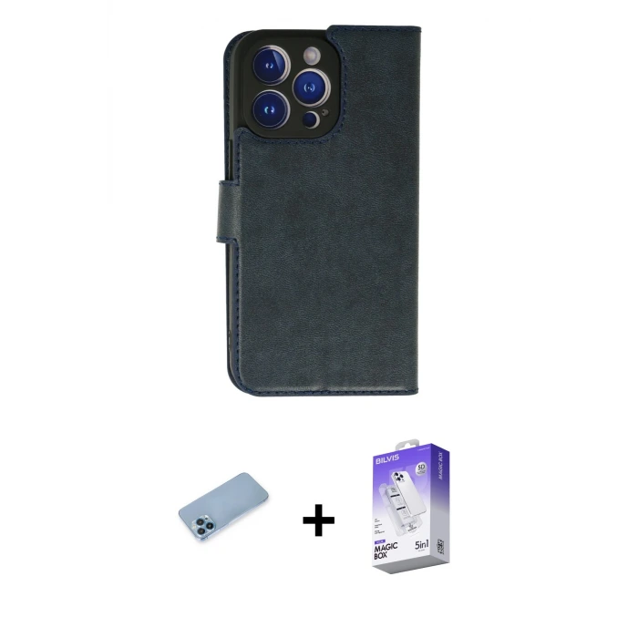 ieg™ iPhone 13 Pro Max Kılıf Siluet Işık Serisi - Siyah Bilvis 5in1 3D Magic Cam Ekran Koruyucu + Shine Kamera Lens Koruma Cam - MI