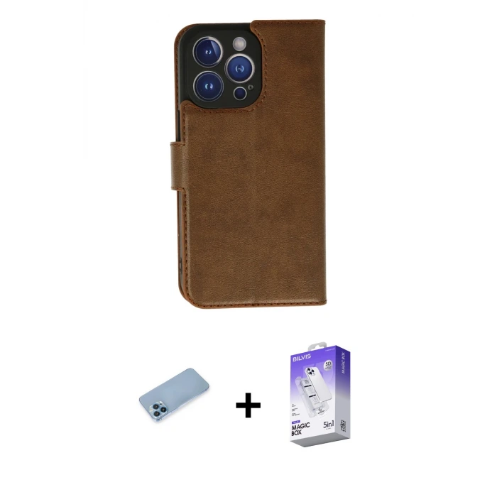 ieg™ iPhone 13 Pro Max Kılıf Siluet Işık Serisi - Siyah Bilvis 5in1 3D Magic Cam Ekran Koruyucu + Shine Kamera Lens Koruma Cam - MI