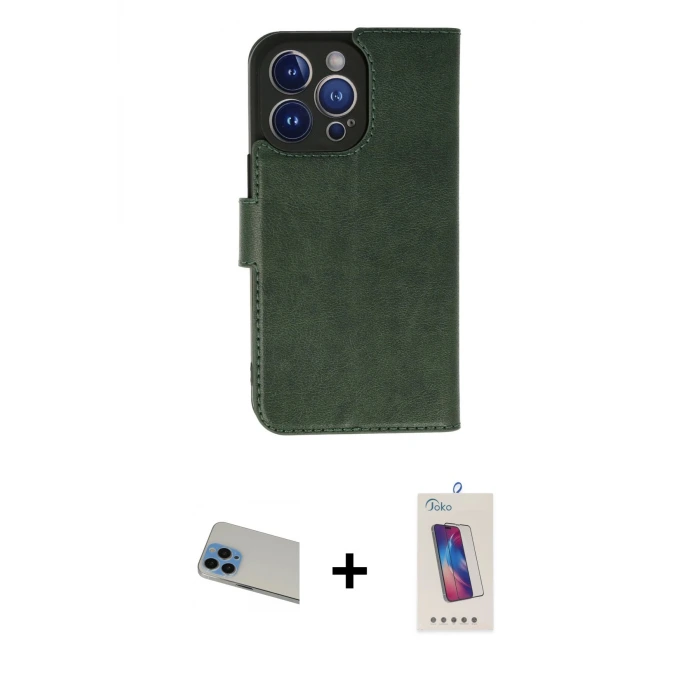 ieg™ iPhone 13 Pro Max Kılıf Siluet Işık Serisi - Siyah Joko 5D Cam + Rainbow Kamera Lens Koruma Cam - MI
