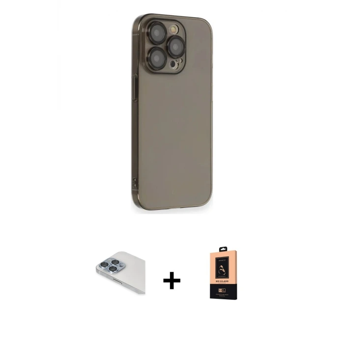 ieg™ iPhone 13 Pro Max Kılıf Siluet Minimal Özel Seri - Şeffaf Maxco Cam Ekran Koruyucu + Pers Alüminyum Kamera Lens - SABE