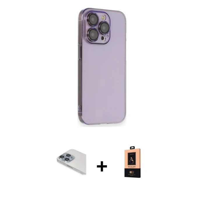 ieg™ iPhone 13 Pro Max Kılıf Siluet Minimal Özel Seri - Şeffaf Maxco Cam Ekran Koruyucu + Pers Alüminyum Kamera Lens - SABE