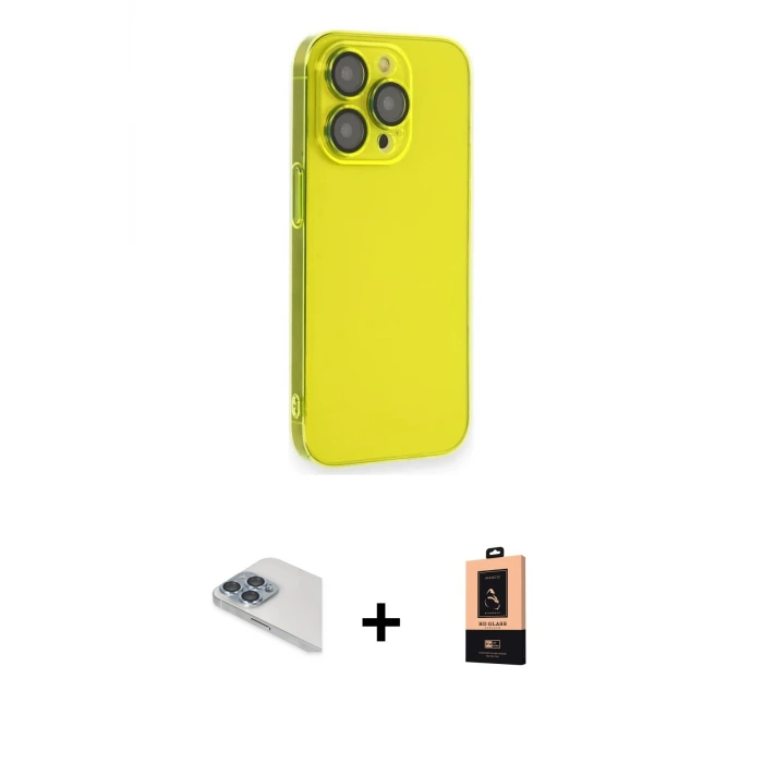 ieg™ iPhone 13 Pro Max Kılıf Siluet Minimal Özel Seri - Şeffaf Maxco Cam Ekran Koruyucu + Pers Alüminyum Kamera Lens - SABE